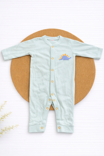 Rompers without Foot - Light Blue Dino