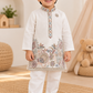 Premium Silk Embroidery Kurta Set - Off White