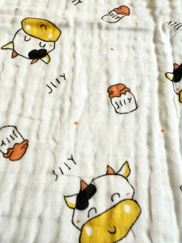 Muslin 6 Layer Bath Towel- Cow