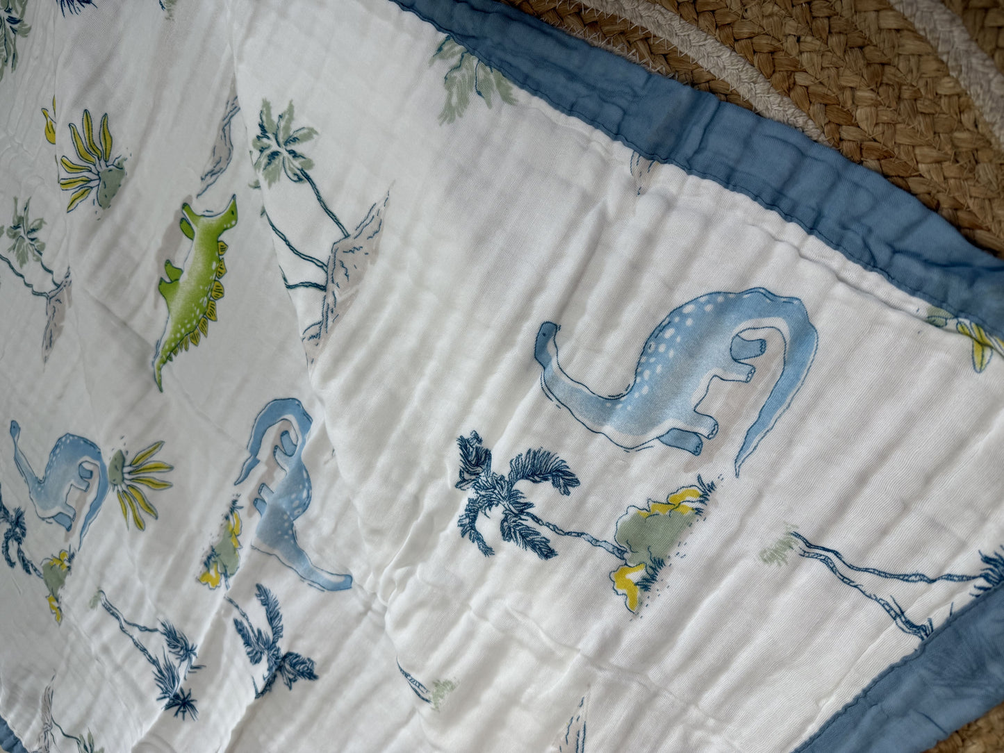 Muslin Receiving Blanket - Dinosaur with Tree
