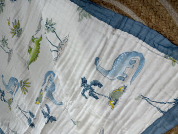 Muslin Receiving Blanket - Dinosaur with Tree