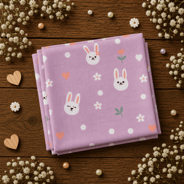 Muslin Bath Towel - Lilac Bunny