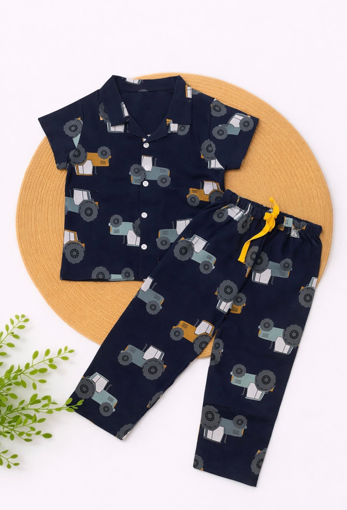 Half Sleeve Kids Night Suit - Black Car