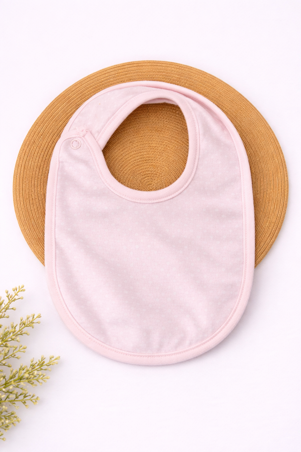 Baby Bib - Pink With White Dot