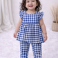 Frock with Pant Co-ord Set - Blue White Checked