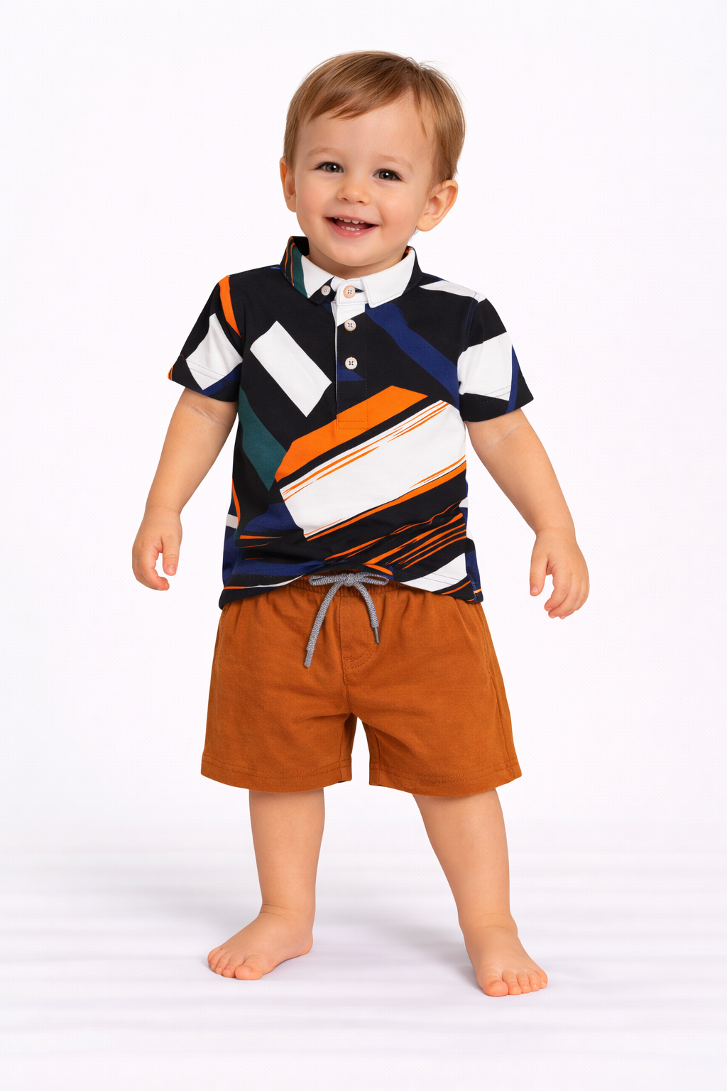 Boys Chinese Collar T-Shirt & Trouser Set