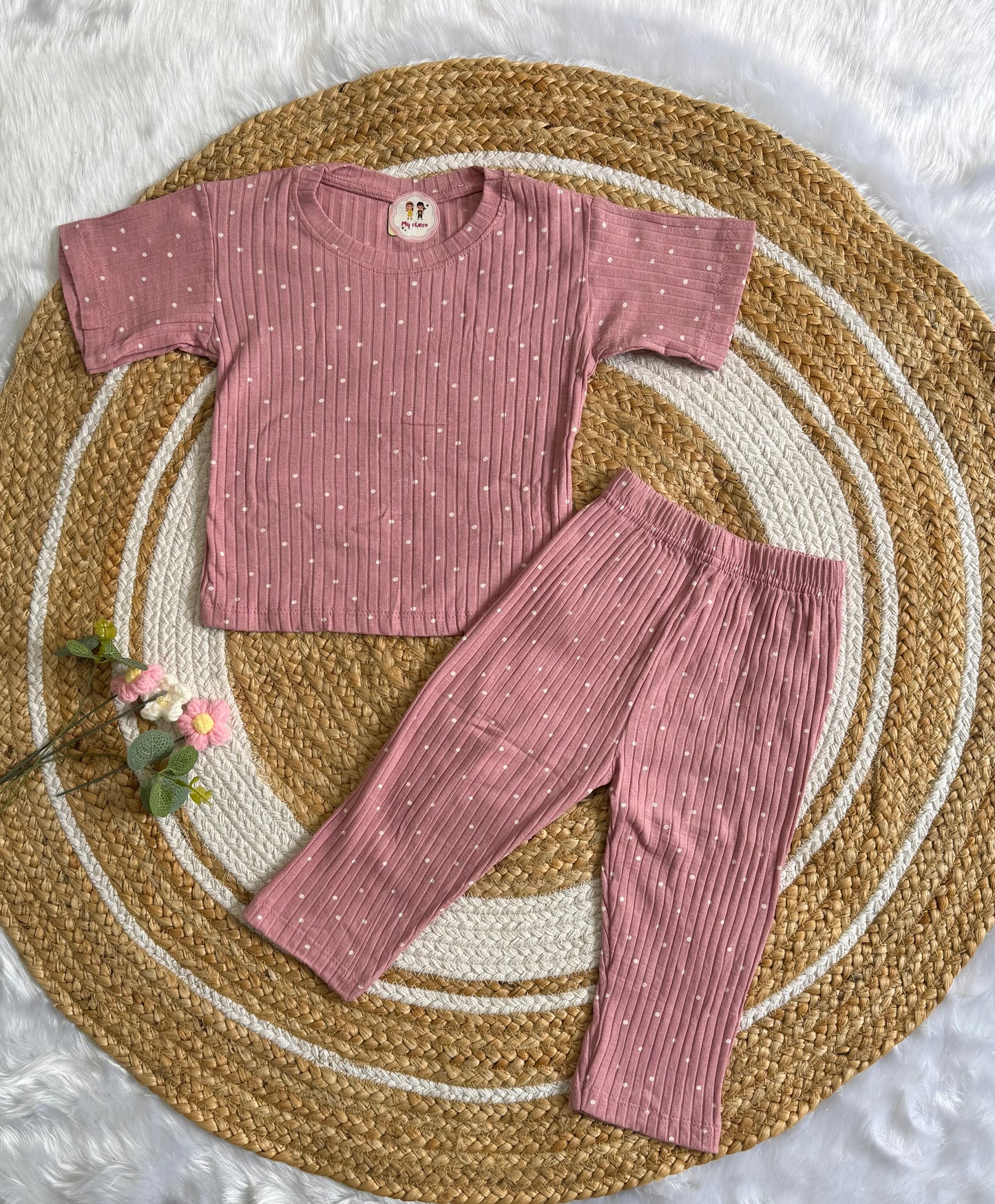 Half Sleeve Co-Ords Set - Pink Dots