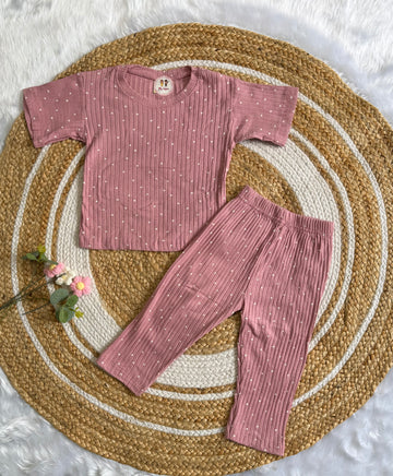 Half Sleeve Co-Ords Set - Pink Dots