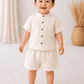 Premium Muslin Co-Ord Set for Boys - Cream colour
