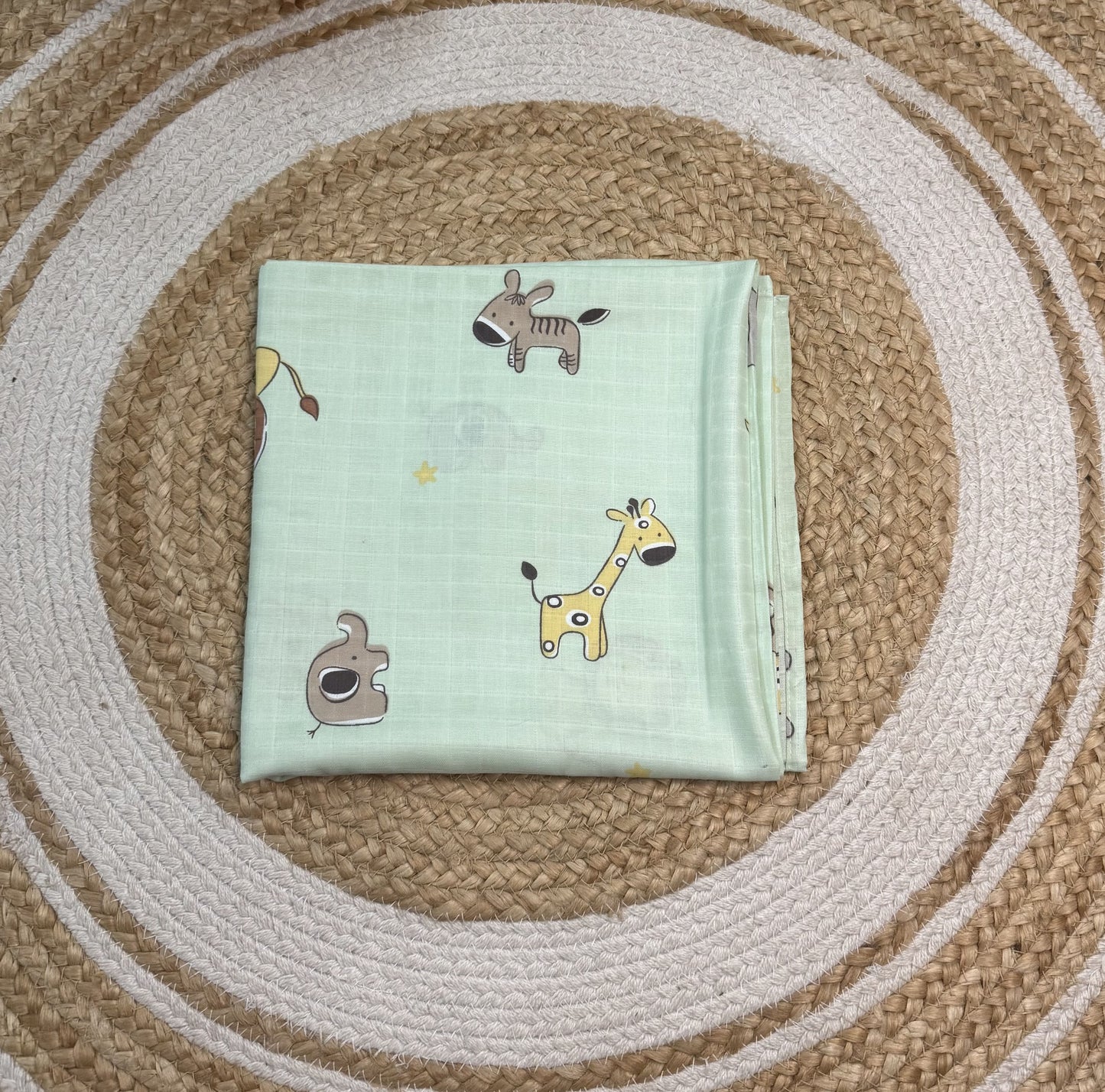Premium Muslin Swaddle - Green Animals