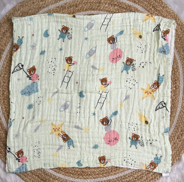 Muslin 6 Layer Bath Towel-     Teddy in Space