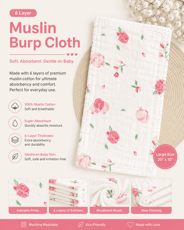 6 Layer Muslin Burp Cloth
