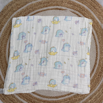 Muslin 6 Layer Bath Towel- Baby Dino