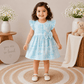 Frill Sleeve Frock - Blue with White