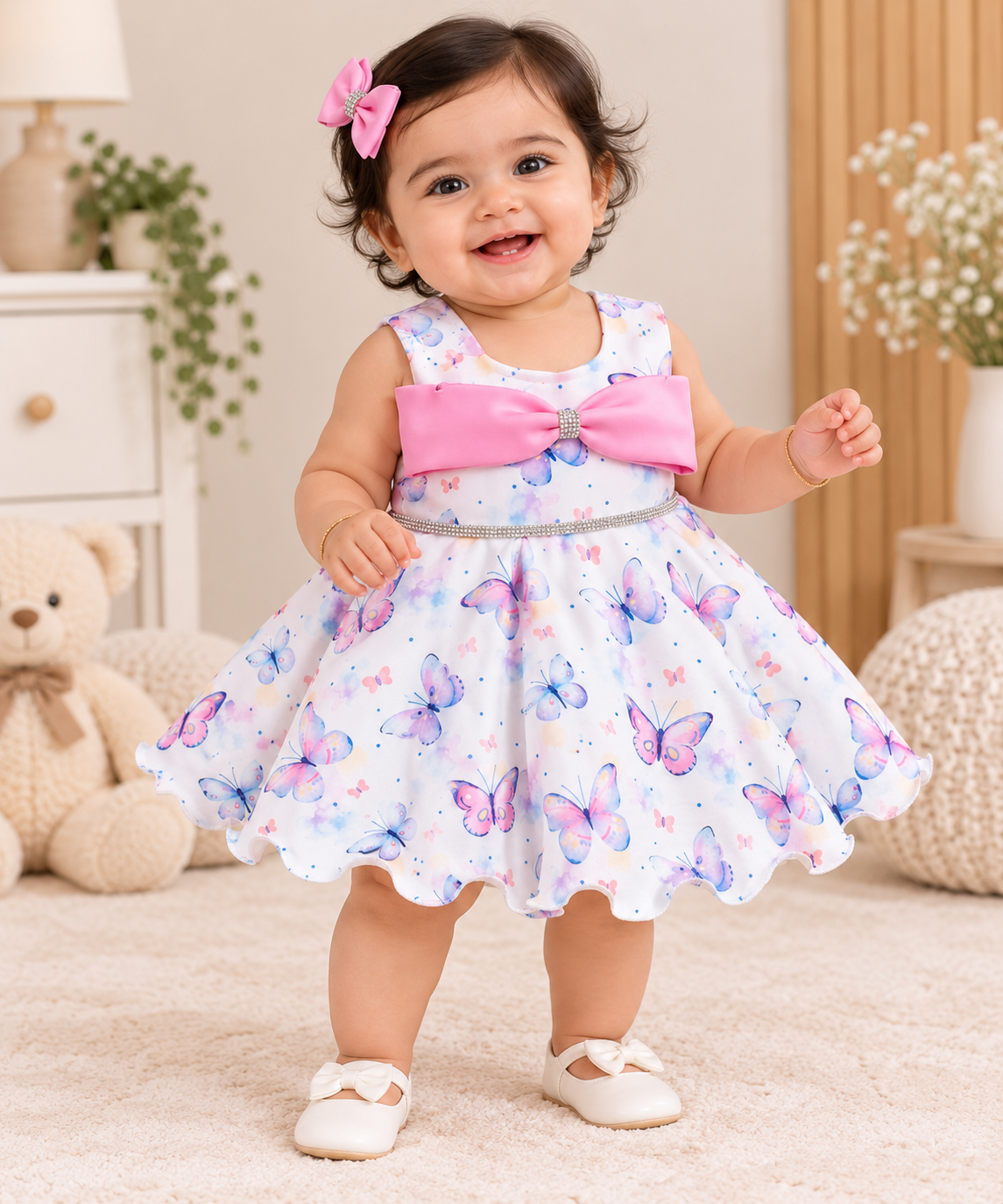 Premium Scuba Frock with Flair - Butterfly (Baby)