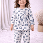Muslin Girls Co-ords Set - White Doodle Prints