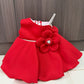 Premium Scuba Frock with Flair - Red (Baby)