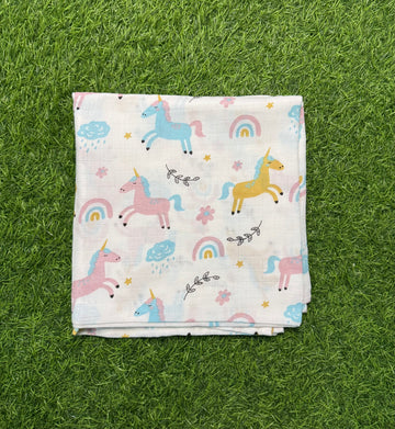 Muslin Swaddle - Rainbow Unicorn