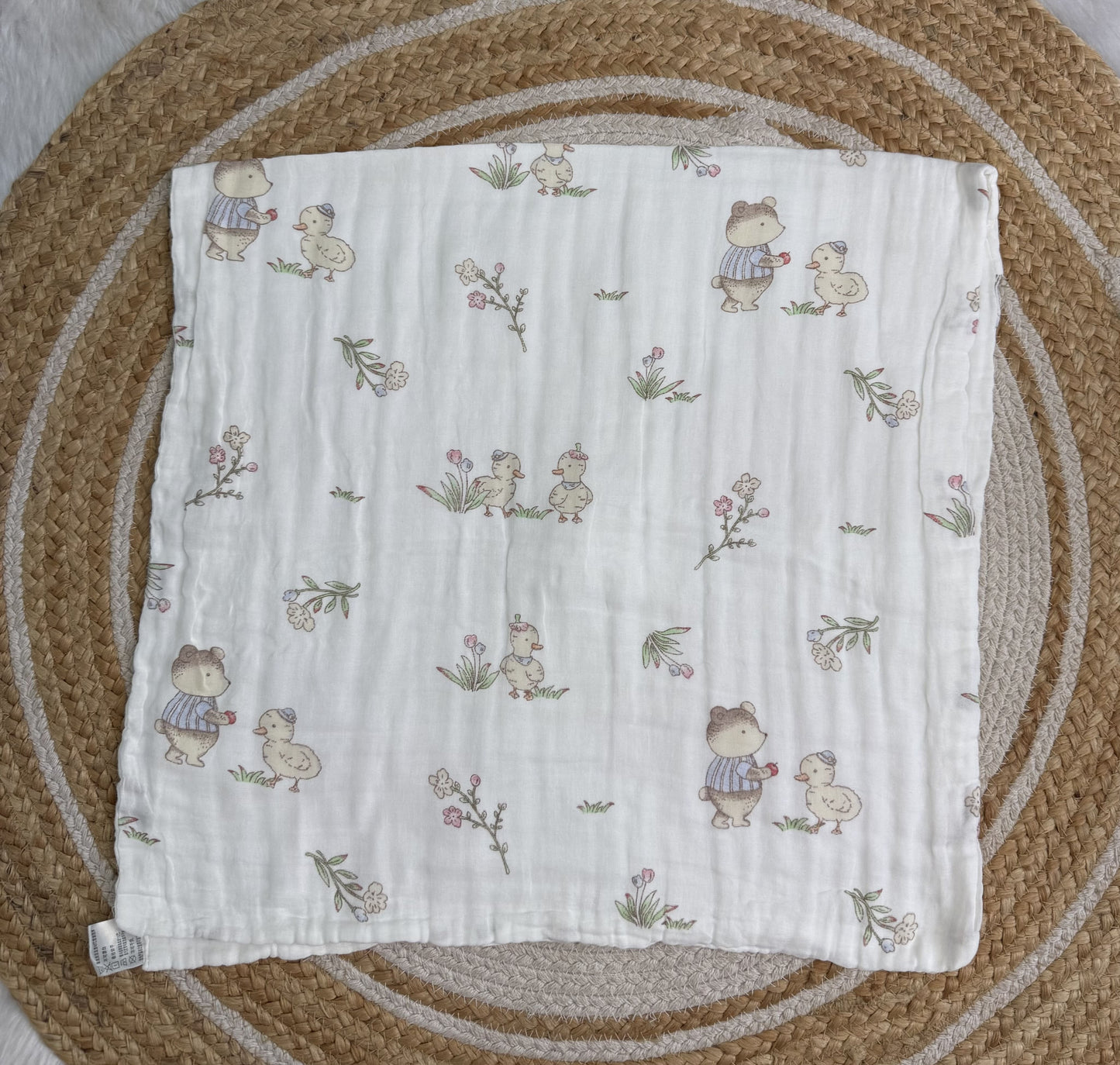 Muslin 6 Layer Bath Towel- Bear with Duck