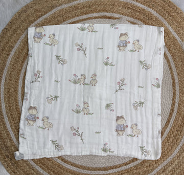 Muslin 6 Layer Bath Towel- Bear with Duck