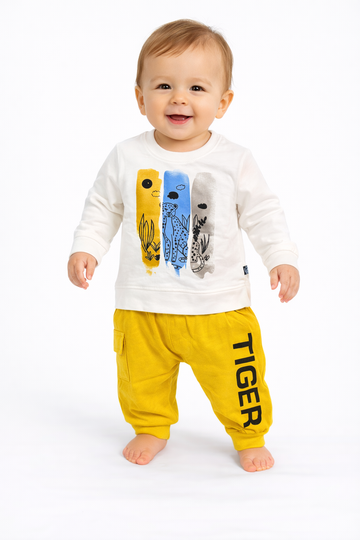 Kids Jogger Set – White Tiger