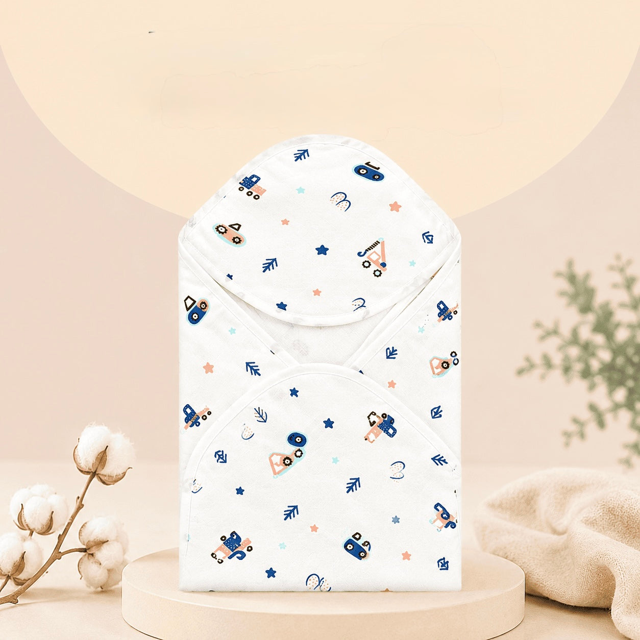 Muslin 2 layer Hooded Towel- Crane