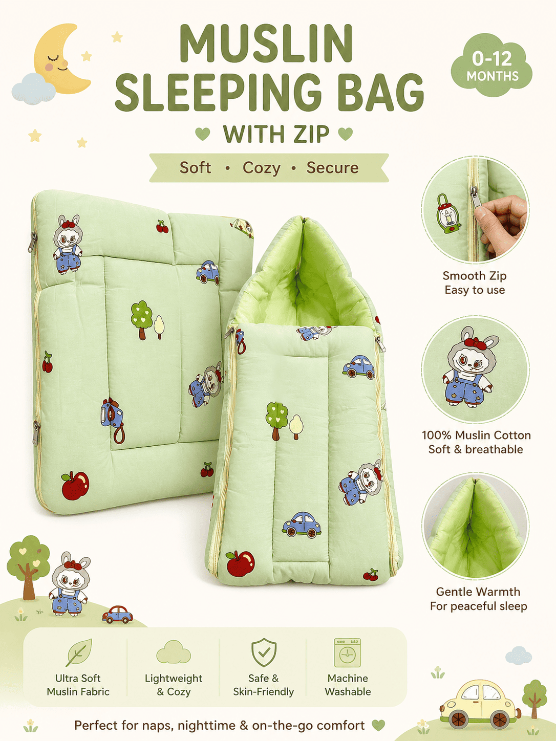 Muslin Carry Nest With Zip