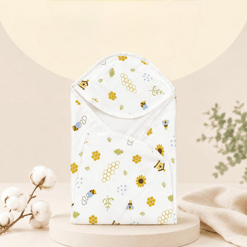 Muslin 2 layer Hooded Towel- Honeybee