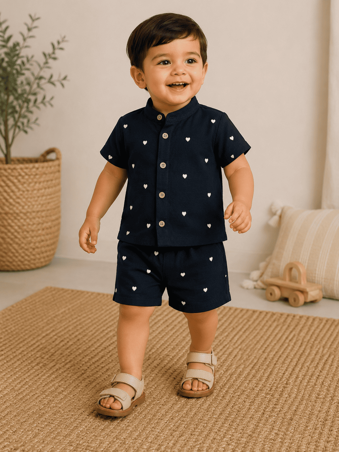 Premium Muslin Co-Ord Set for Boys - Black Colour