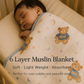 Muslin Receiving Blanket - Blue Border with Teddy Bear 100*100 cm