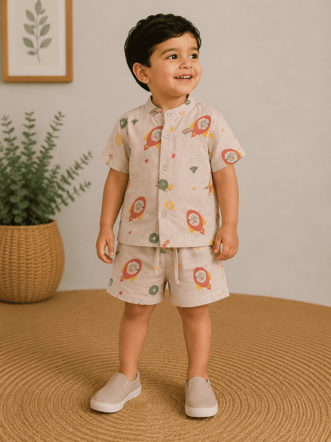 Premium Muslin Co-Ord Set - Sandal Rocket