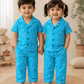 Half Sleeve Kids Night Suit Pure Cotton - Blue Dinosaur
