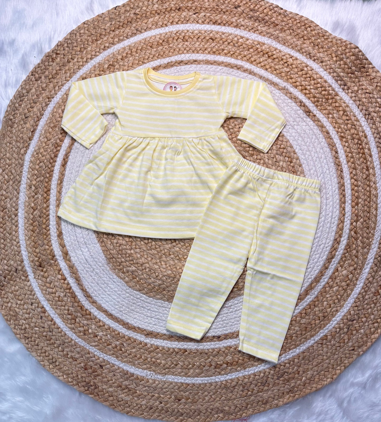 Frock with Legging Co-ord Set Infant - Yellow Stripes