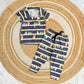 Half Sleeve Kids Night Suit - Navy Blue Stripes