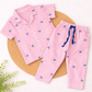 Half Sleeve Kids Night Suit Pure Cotton - Pink Checked with Bow