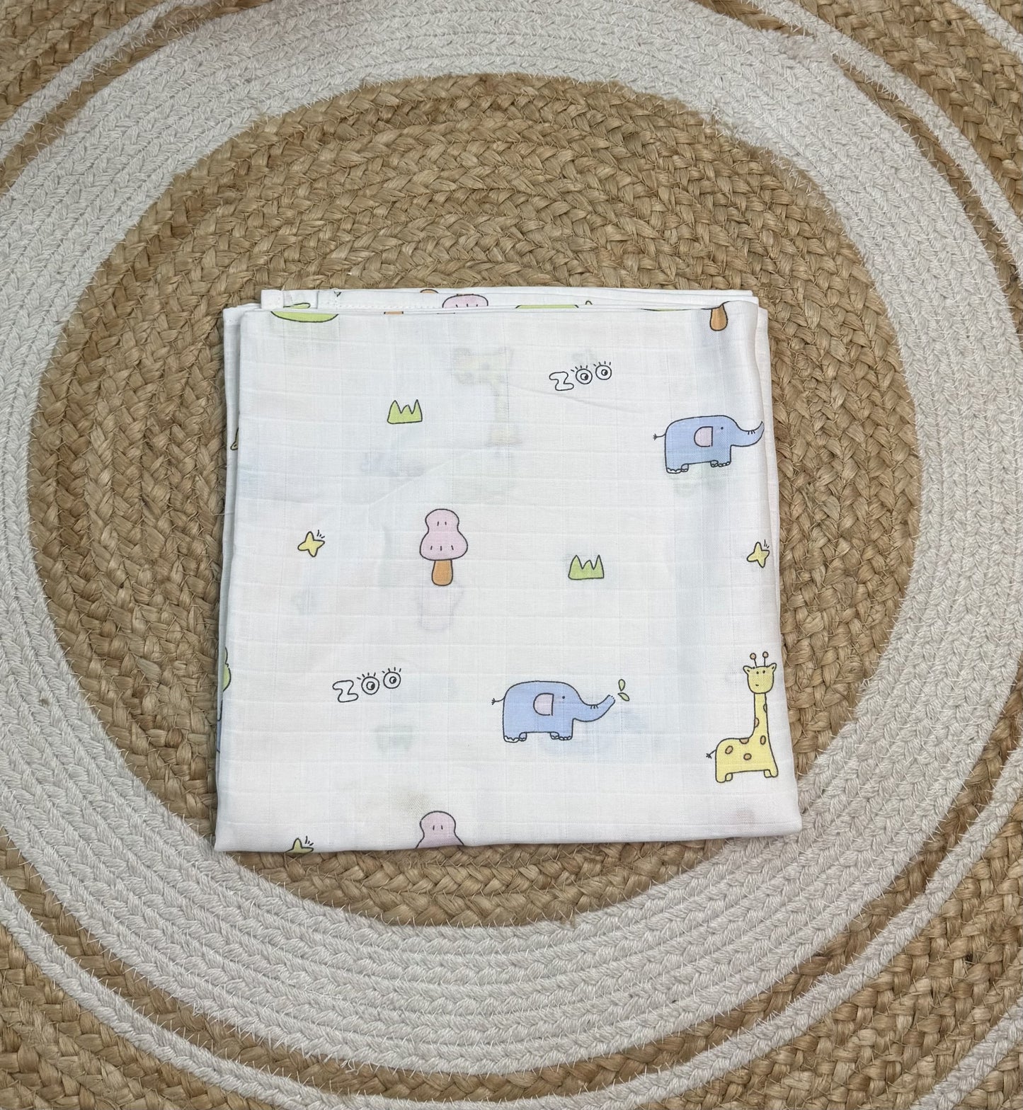 Premium Muslin Swaddle - Off White Elephant