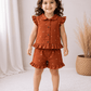 Muslin Frill Sleeve Shorts Set