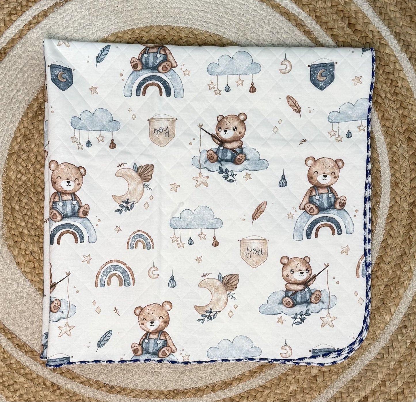 4 Layer Receiving Blanket - Cloudy Bear