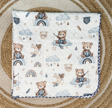 4 Layer Receiving Blanket - Cloudy Bear