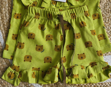 Sleeveless Frill Shorts Set - Green Panda