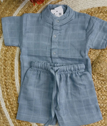 Premium Muslin Co-Ord Set - Blue