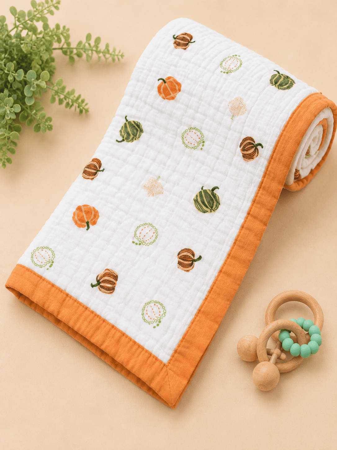 Muslin Receiving Blanket - Pumpkin