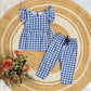 Frock with Pant Co-ord Set - Blue White Checked