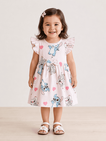 Frill Sleeve Frock - Pink Stitch & Angel