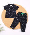 Half Sleeve Kids Night Suit - Black