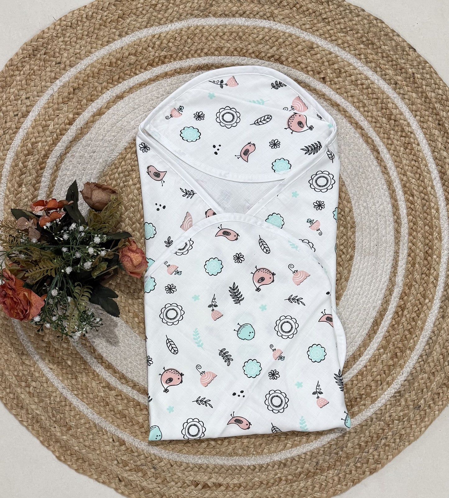 Muslin 2 layer Hooded Towel- Bird