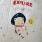 Muslin Receiving Blanket - White Space Theme