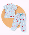 Half Sleeve Kids Night Suit -Blue kitty’s