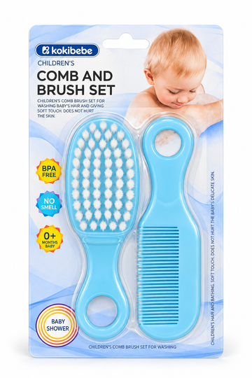 Baby Comb & Brush Set - Blue