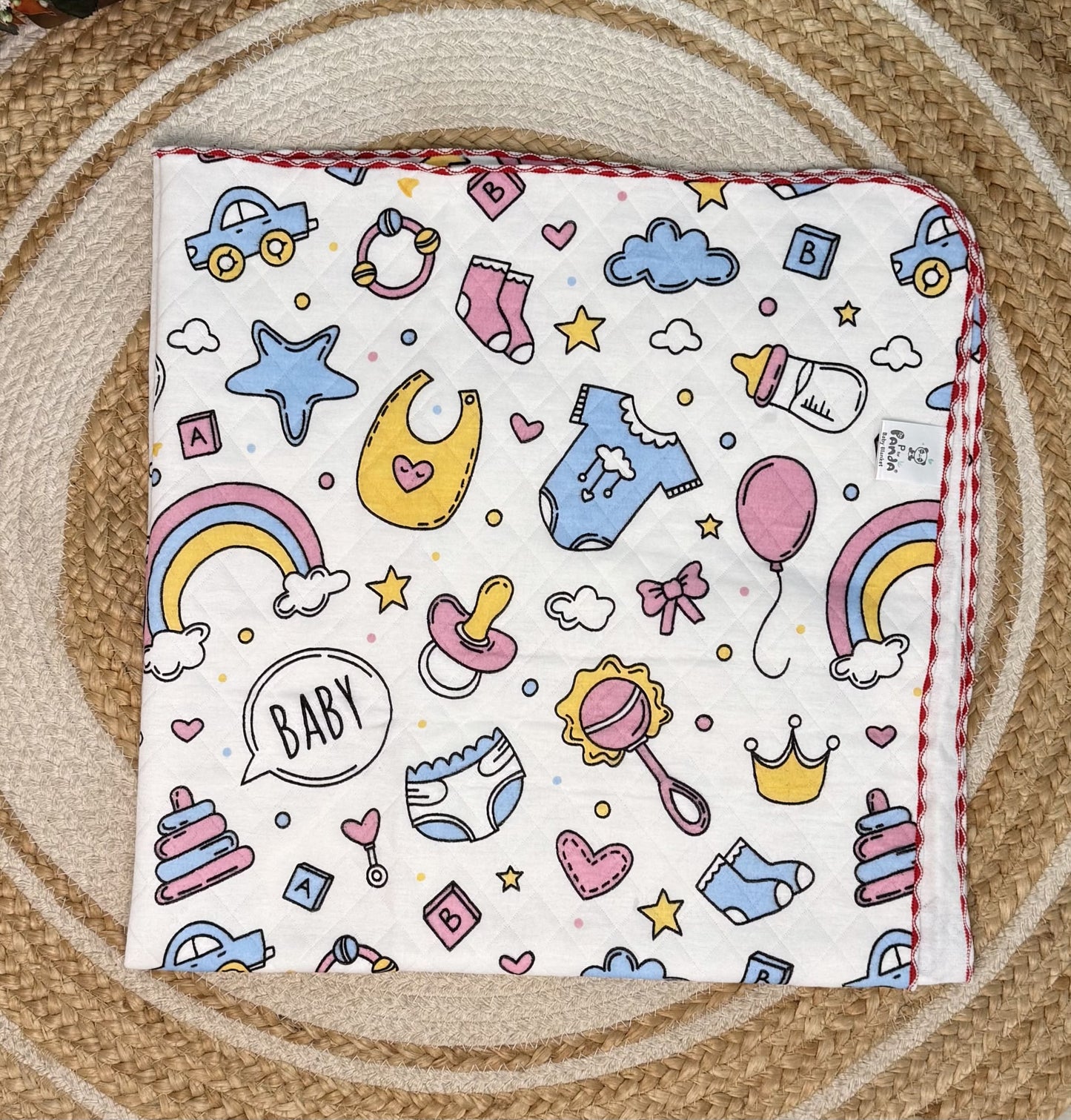 4 Layer Receiving Blanket - Newborn Theme